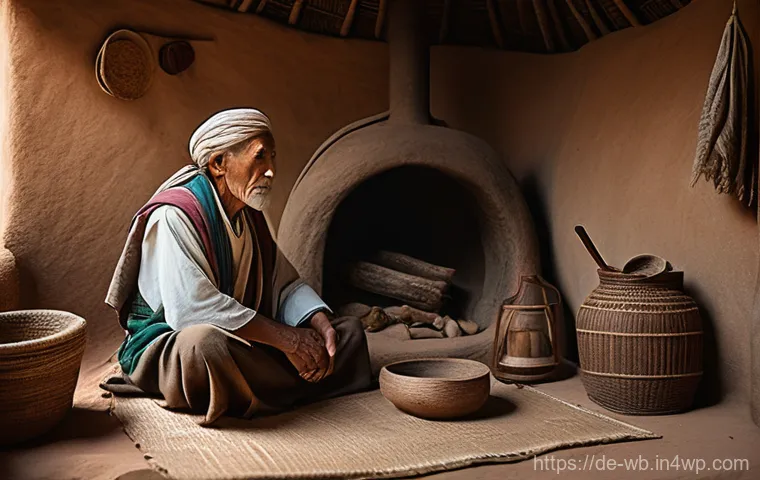 내러티브 의학의 역사적 배경 - **Prompt:** A historical scene depicting an ancient healer, possibly a shaman or village elder, dres...