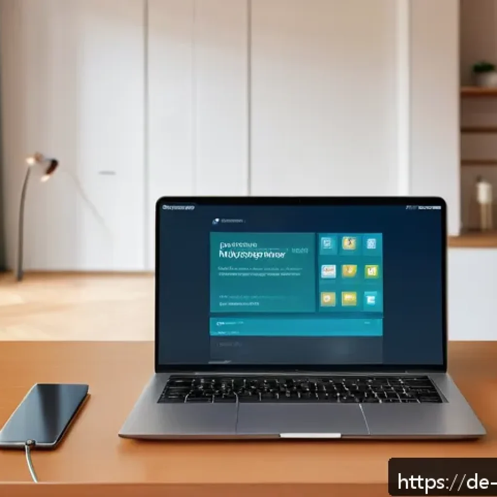 내러티브 의학을 위한 온라인 리소스 - A modern digital patient forum interface displayed on a sleek laptop screen in a cozy, well-lit Germ...